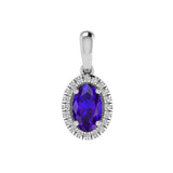 2.10 Carat Oval Sapphire Gemstone 4 Prong Setting Halo Pendant