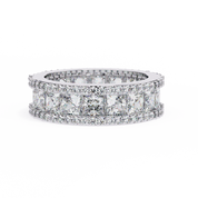 3.50 Carat Princess & Round Cut Diamond Wedding Band In White Gold 950 Platinum Natural Diamond Eternity Wedding Rings