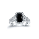3.62 Carat Radiant Shape Diamond Black Diamond Halo Ring
