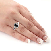3.62 Carat Radiant Shape Diamond Black Diamond Halo Ring Black Diamond Engagement Ring
