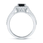 3.62 Carat Radiant Shape Diamond Black Diamond Halo Ring Black Diamond Engagement Ring