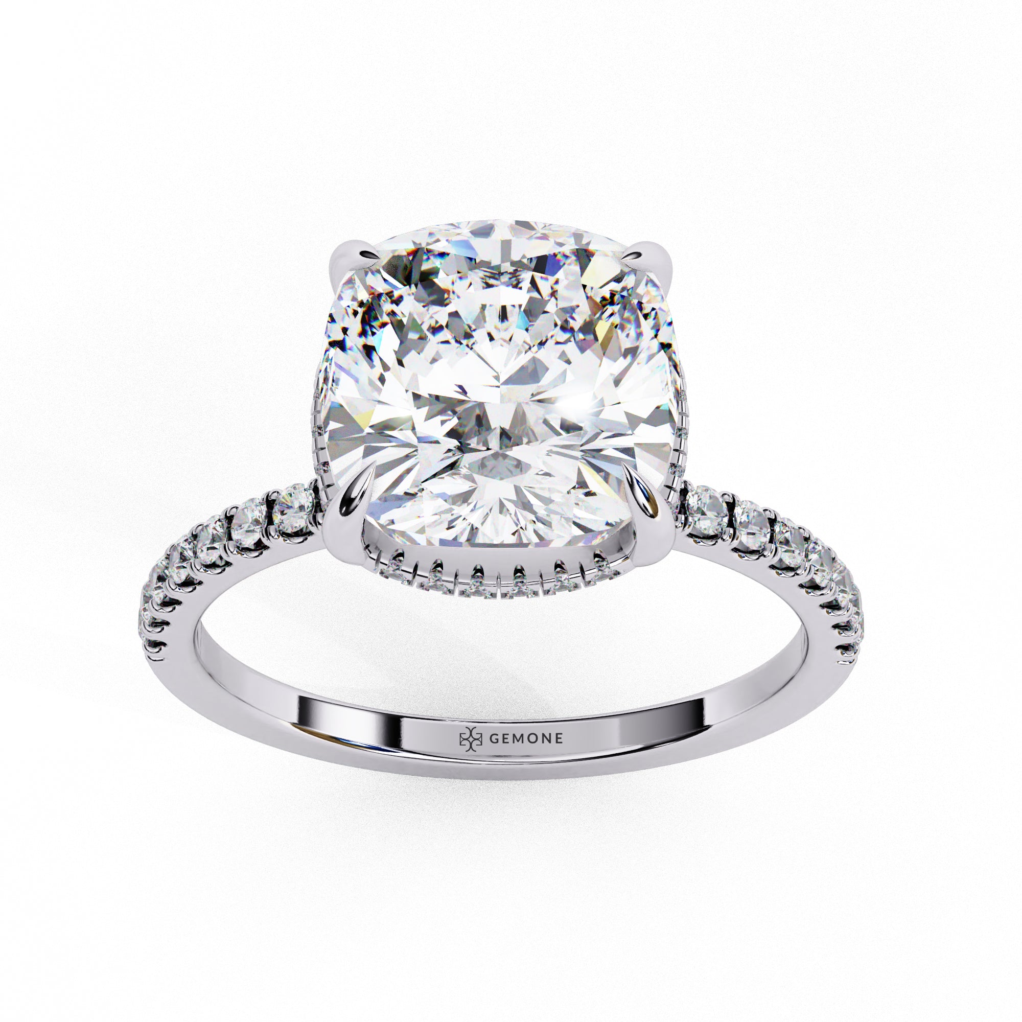 Cushion Cut Halo Lab Grown Diamond Ring 950 Platinum Lab Diamond Engagement Rings