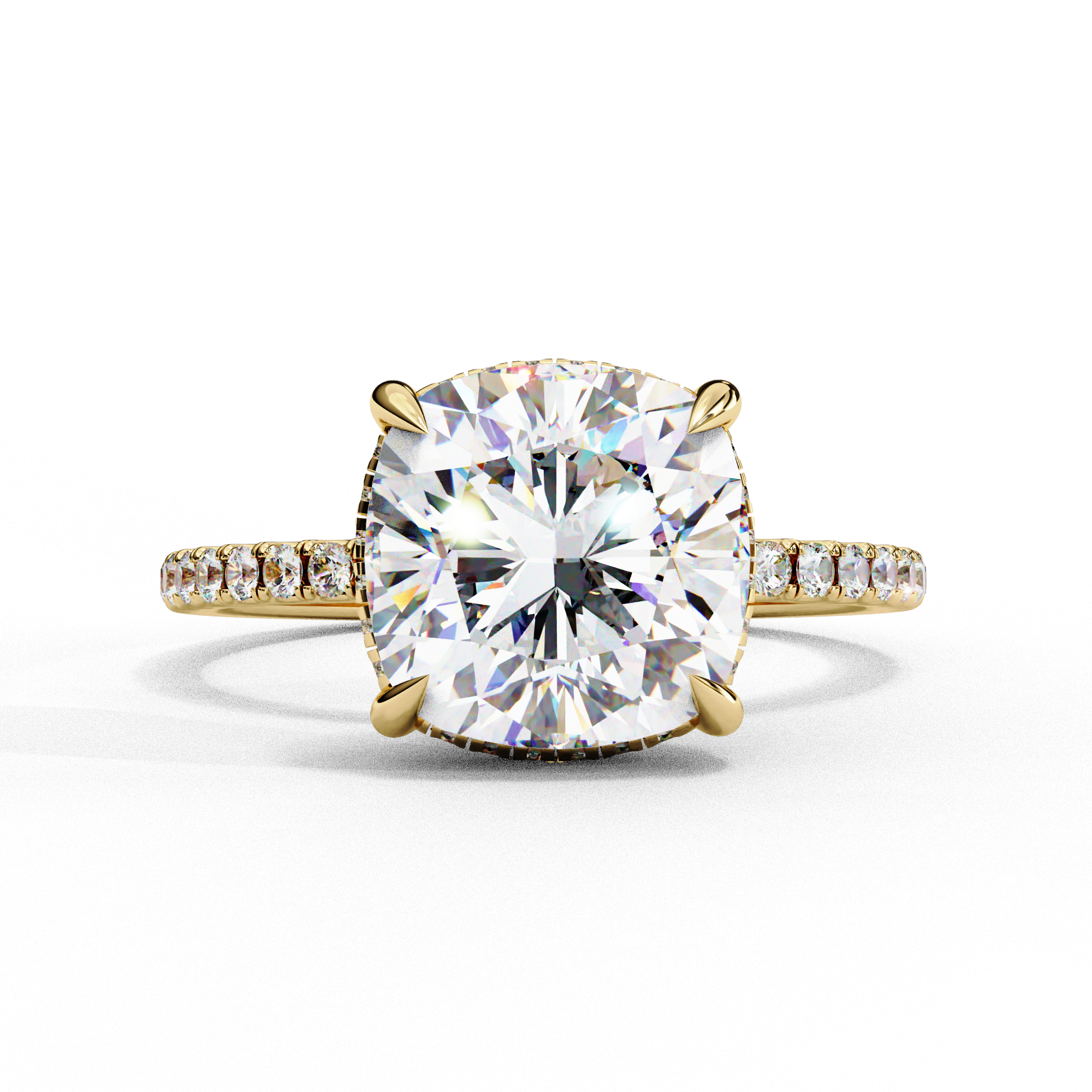 Cushion Cut Halo Lab Grown Diamond Engagement Ring 18K Yellow Gold Lab Diamond Engagement Rings