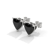 3.60 Carat Heart Shape Black Diamond Stud Earrings in White Gold