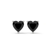 3.60 Carat Heart Shape Black Diamond Stud Earrings in White Gold