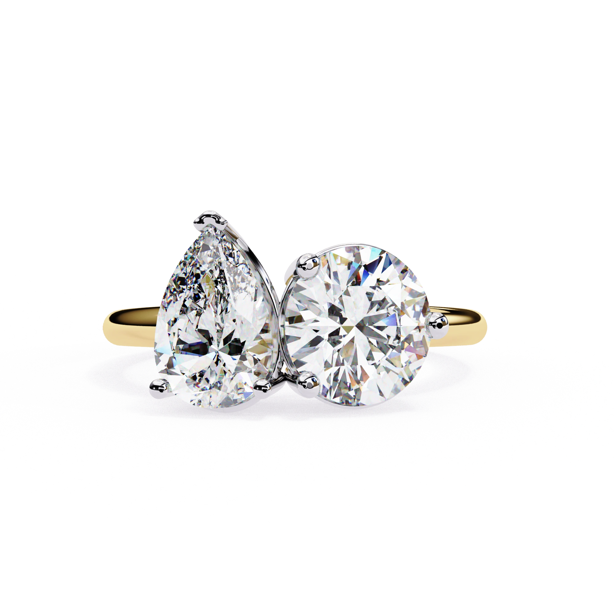 3.71 Ct Lab Grown Diamond Ring Toi Et Moi Double Stone Rings Lab Diamond