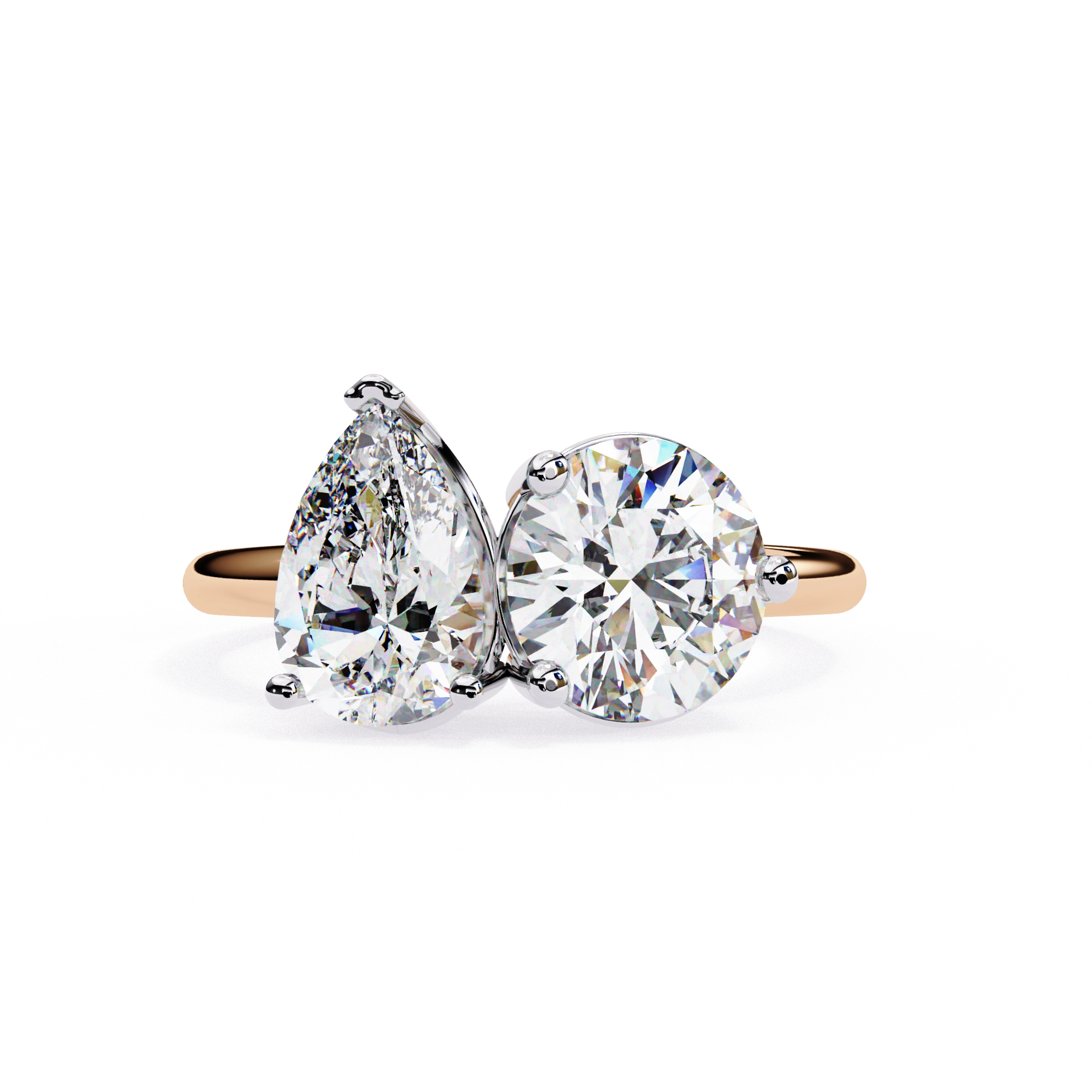 3.71 Ct Lab Grown Diamond Ring Toi Et Moi Double Stone Rings Lab Diamond