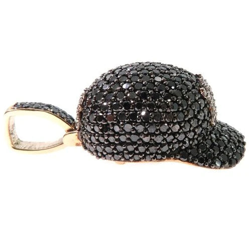 4 Ct Round Cut Diamond Baseball Cap Black & White Diamond Pendant Necklace