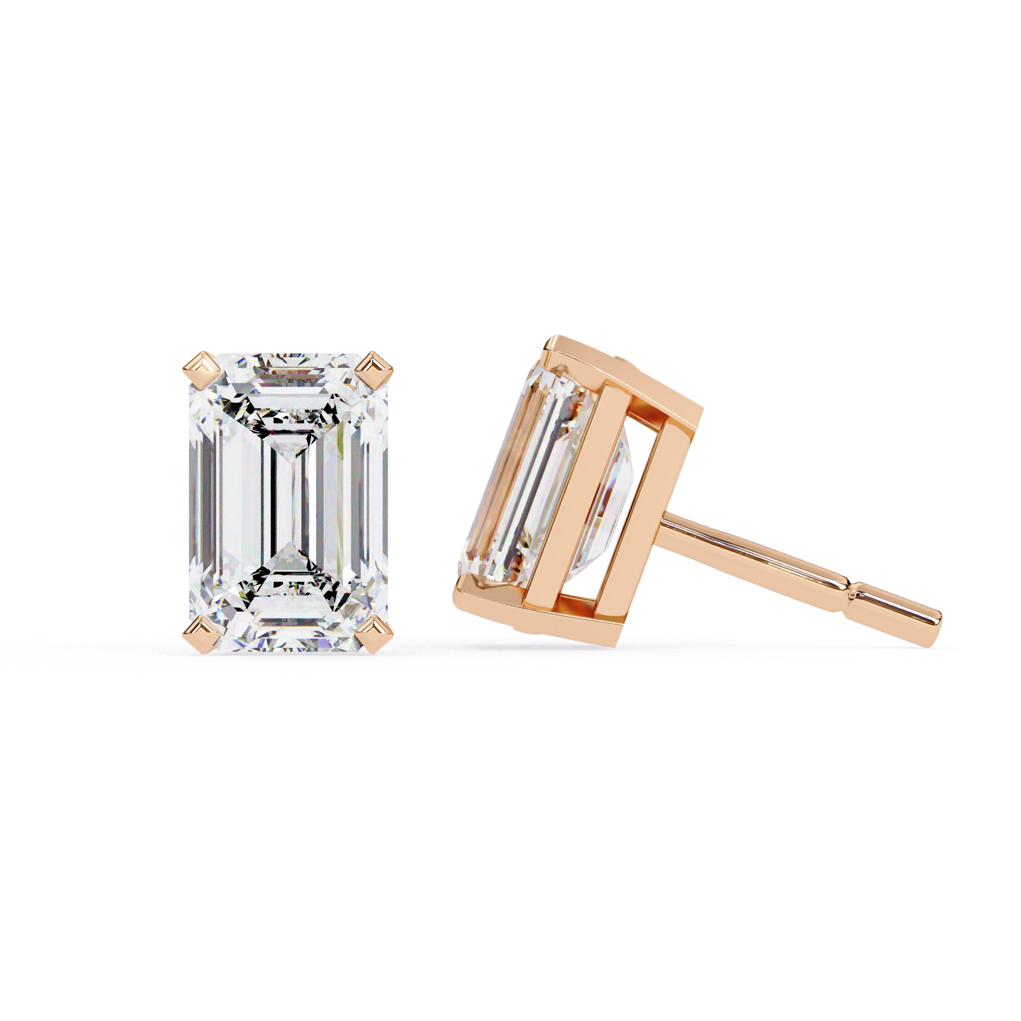 3 Carat Emerald Stud Earrings Lab Grown Diamond
