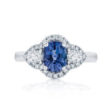 3 Ct Oval Sapphire Prong Set Halo Gemstone Engagement Ring