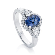 3 Ct Oval Sapphire Prong Set Halo Gemstone Engagement Ring