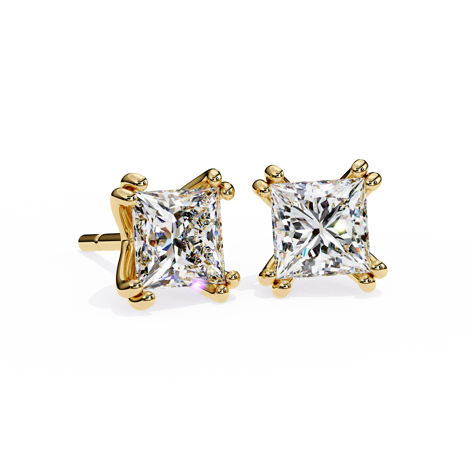 3 Carat Princess Shape Lab Diamond Stud Earrings