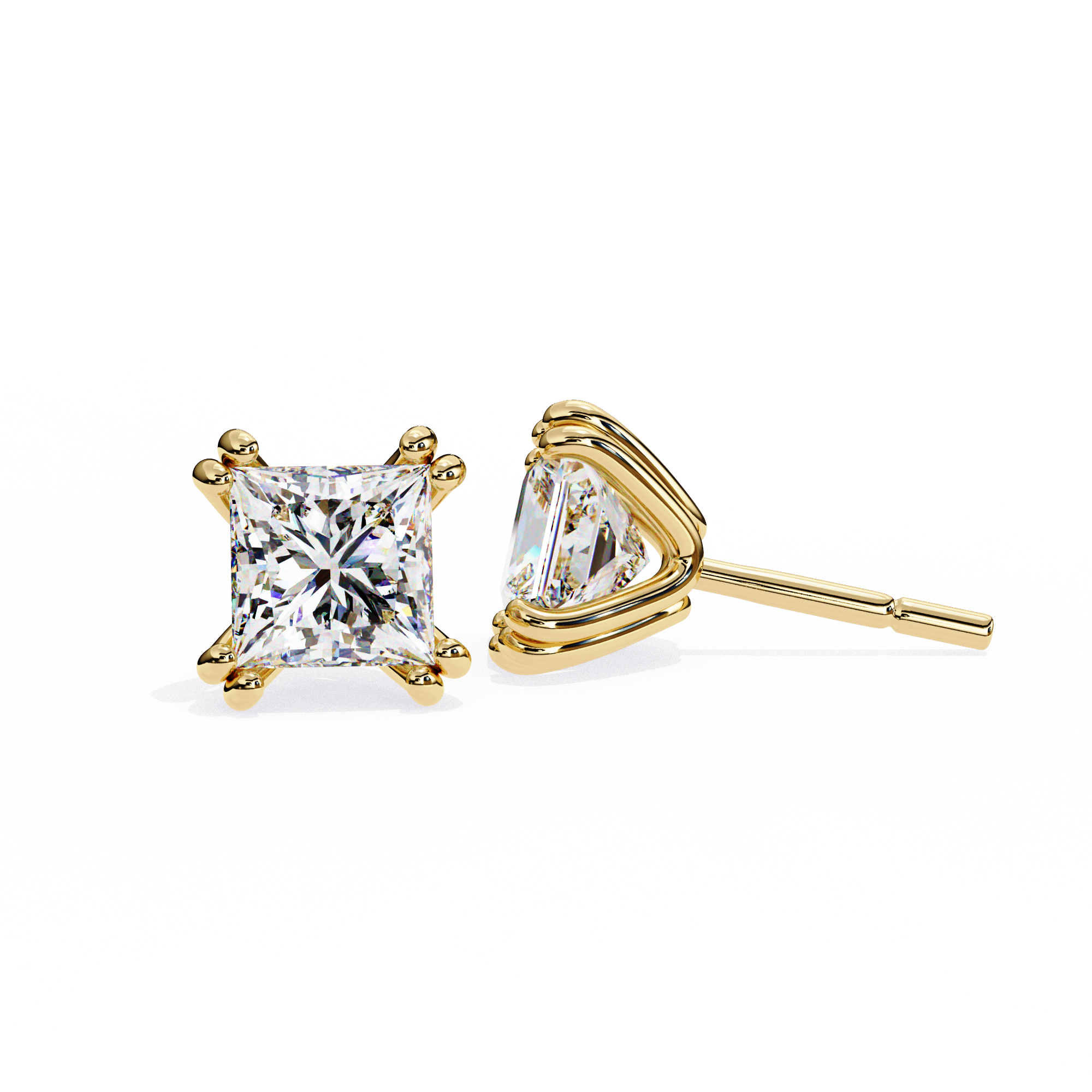 3 Carat Princess Shape Lab Diamond Stud Earrings