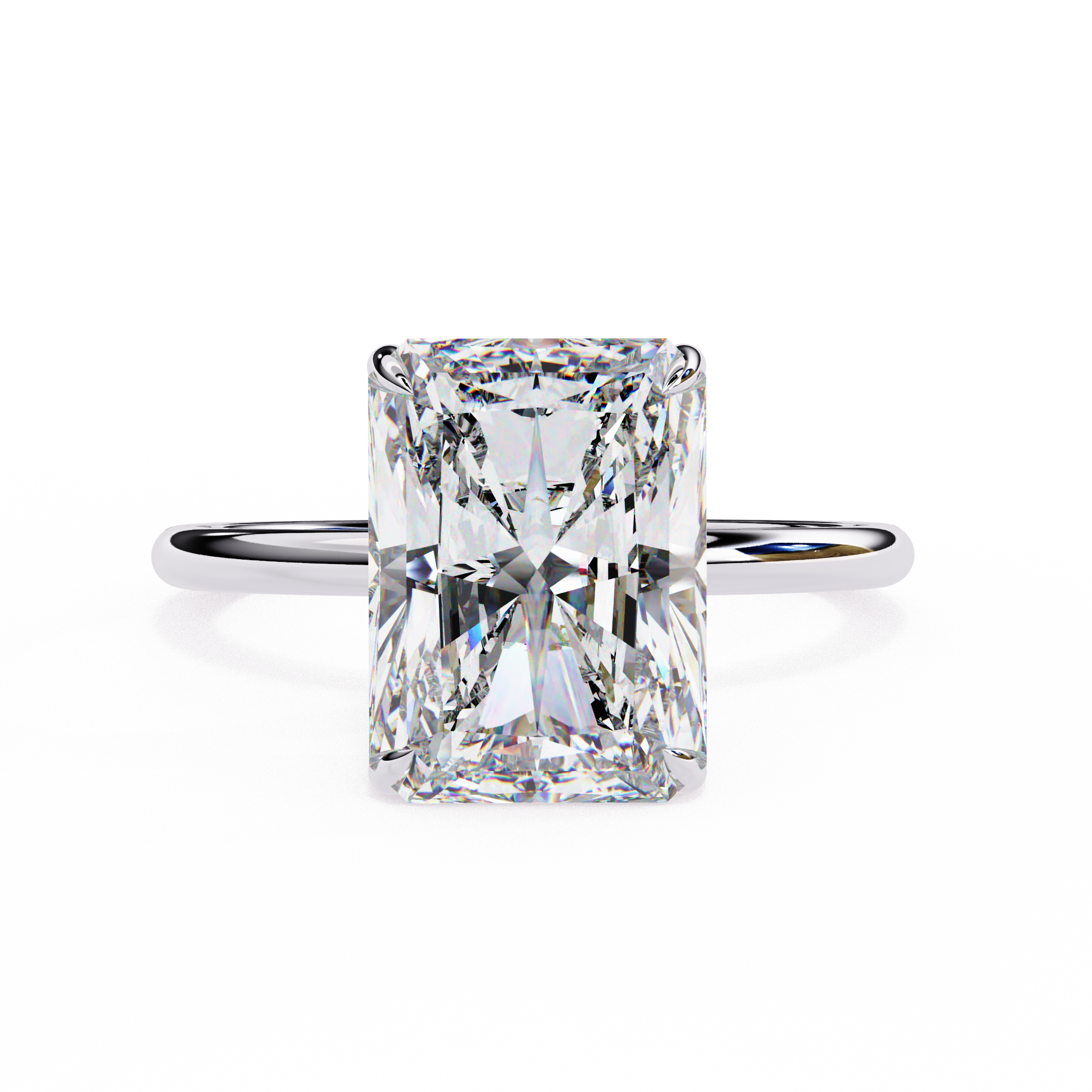 1 Carat Radiant Cut Lab Grown Diamond Engagement Ring In White Gold White