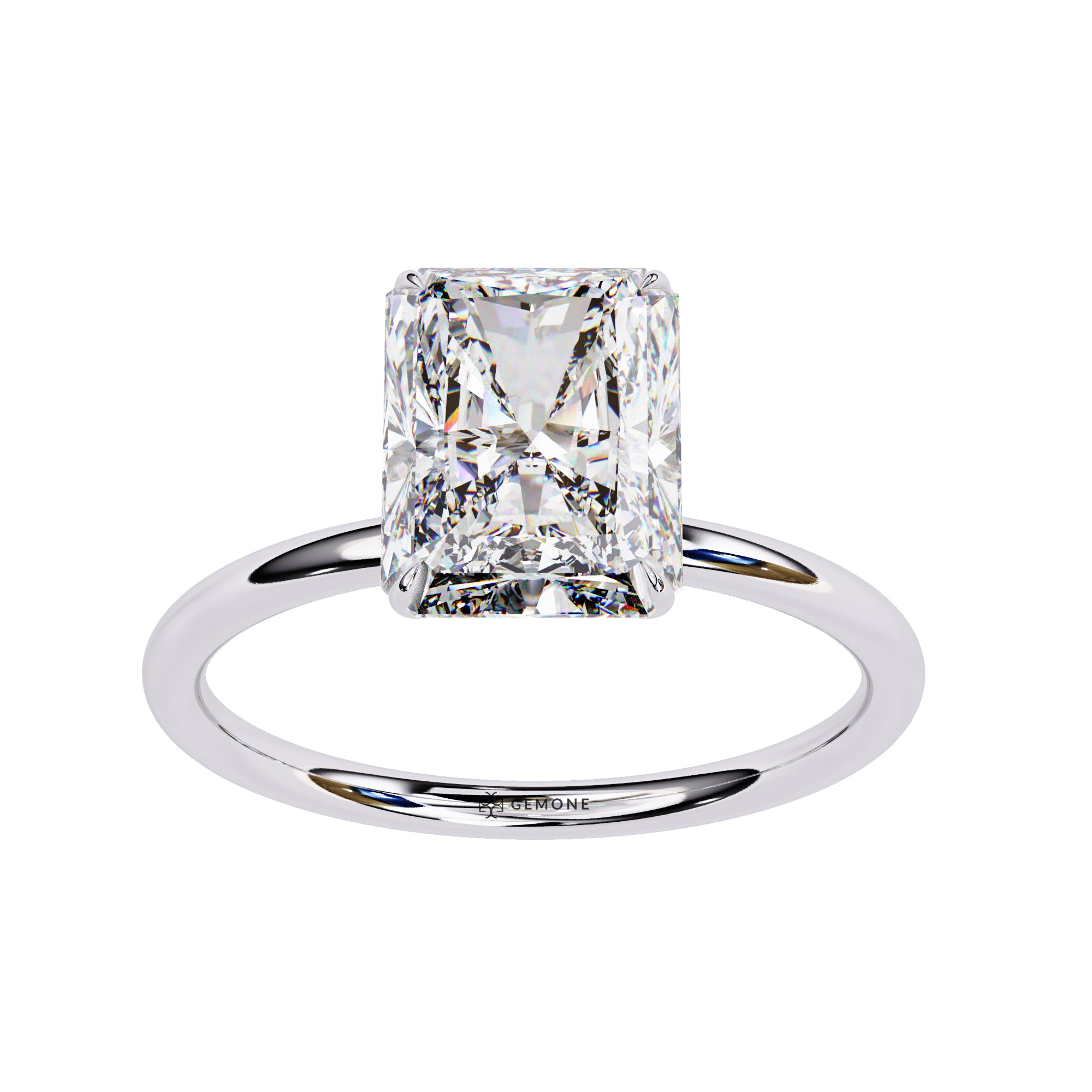 1 Carat Radiant Cut Lab Grown Diamond Engagement Ring In White Gold