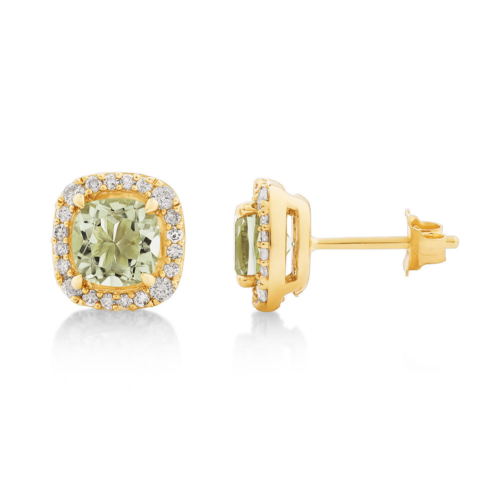 3 Ct Cushion Peridot Halo Gemstone Stud Earrings 950 Platinum