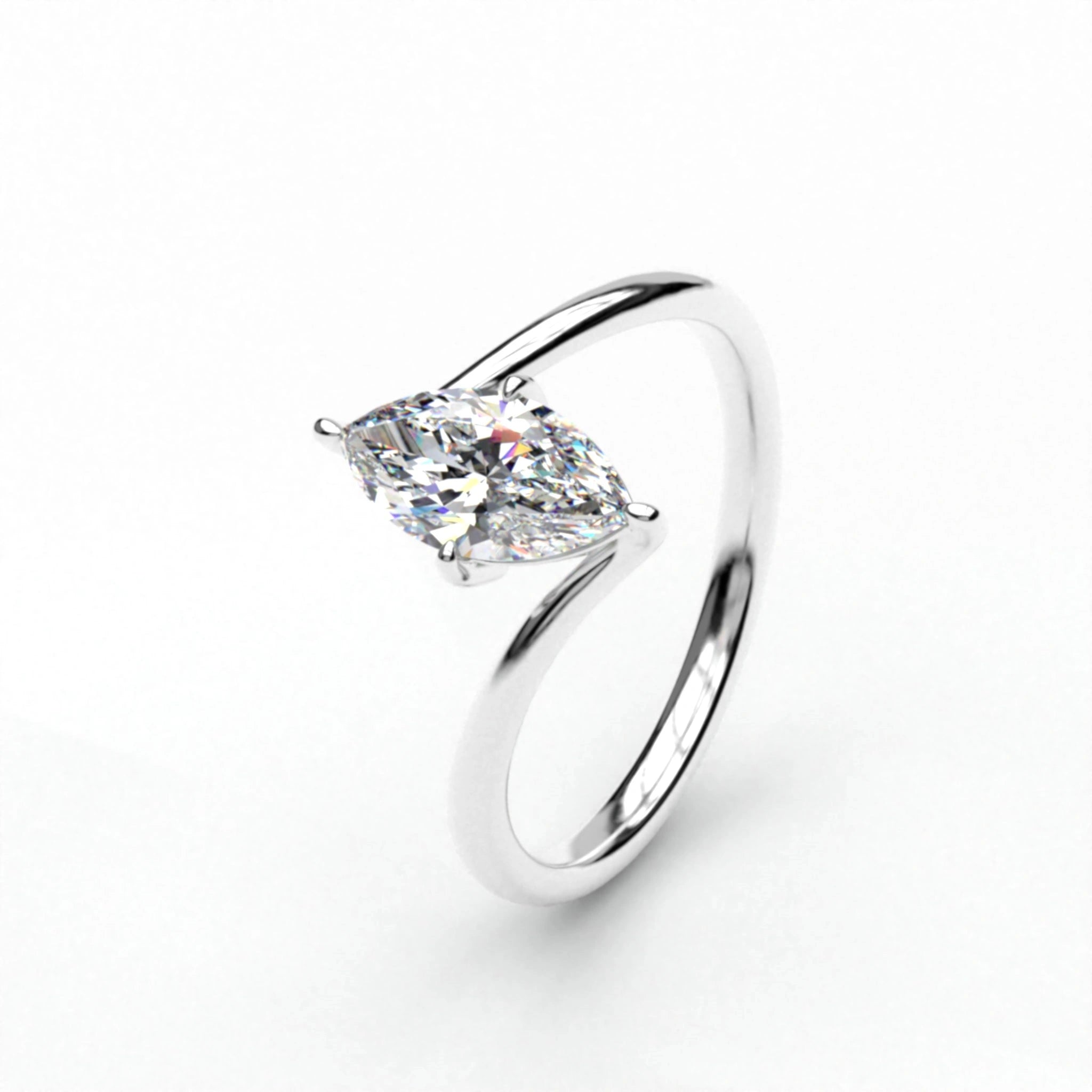 1 Ct Marquise Cut Diamond Promise Ring with Modern Open Band 950 Platinum