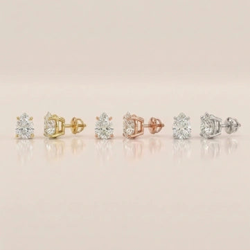 Luxury Pear Diamond Stud Earrings by Size & Setting