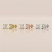 Luxury Princess Diamond Stud Earrings by Size & Setting
