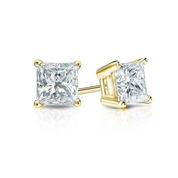 2 Carat Princess Cut 4 Prong Diamond Stud Earrings