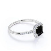 3.20 Carat Cushion Black Diamond Halo Engagement Rings Black Diamond Engagement Ring