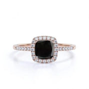 3.20 Carat Cushion Cut Black Diamond Halo Engagement Rings Black Diamond Engagement Ring