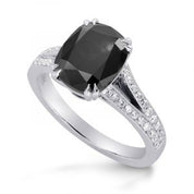 3.20 Ct Wt Elongated Cushion Cut Black Diamond Engagement Ring Black Diamond Engagement Ring