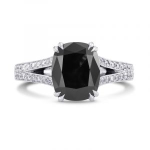 3.20 Ct Wt Elongated Cushion Cut Black Diamond Engagement Ring Black Diamond Engagement Ring