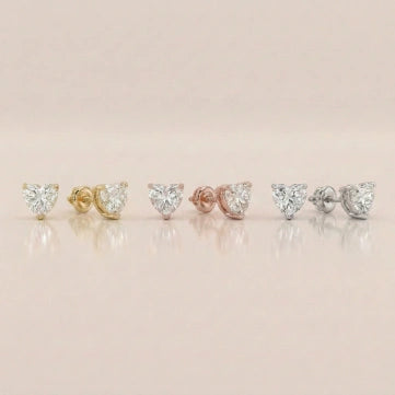 Luxury Heart Diamond Stud Earrings by Size & Setting Martini Setting