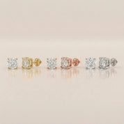 Luxury Round Diamond Stud Earrings by Size & Setting Basket 4 Prongs