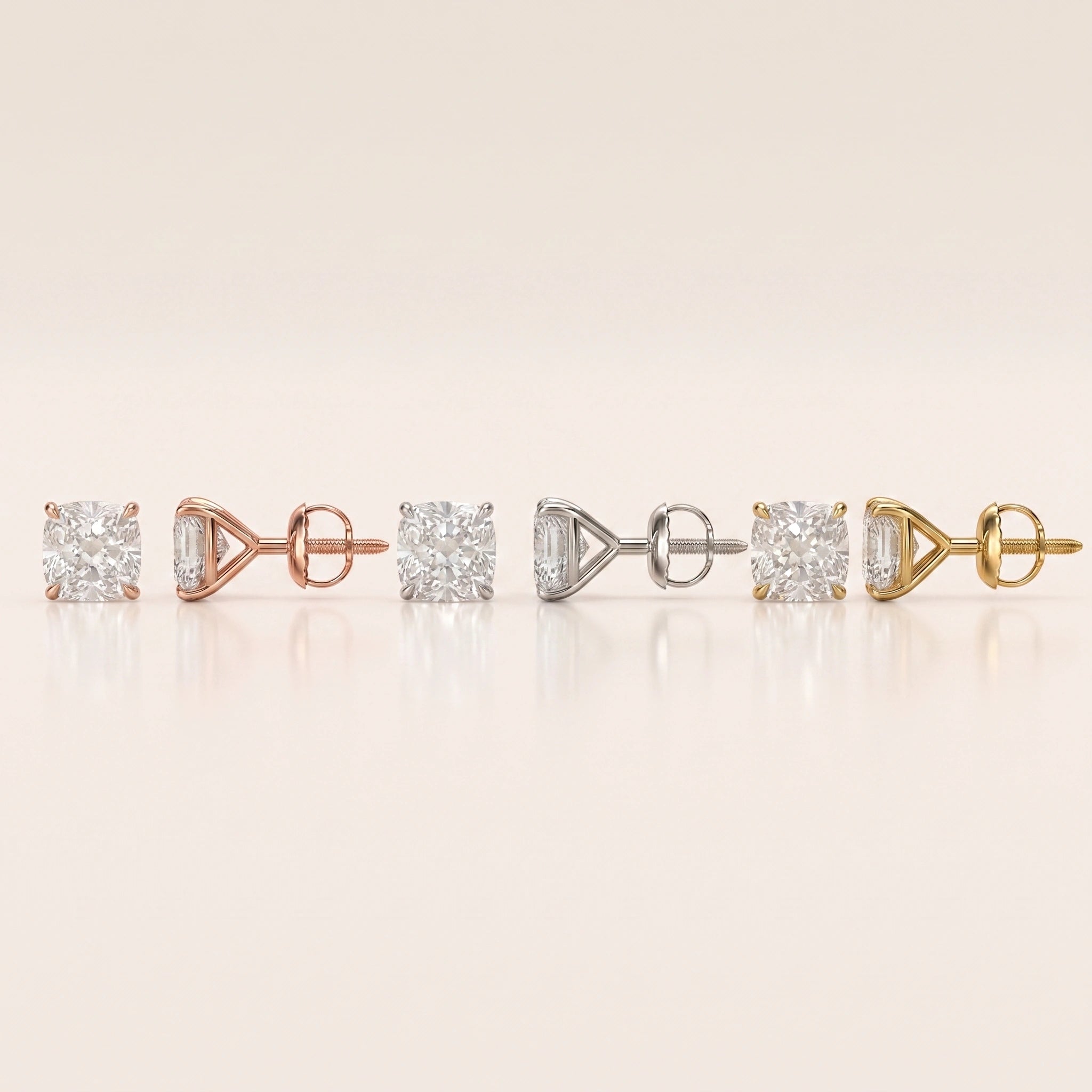 0.50 CT to 5 CT Cushion Cut Diamond Earrings