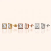 Princess Cut Diamond Earrings in Multiple Settings Bezel Setting