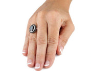3.55 Ct Oval & Round Cut Black and White Diamond Engagement Ring Black Diamond Engagement Ring