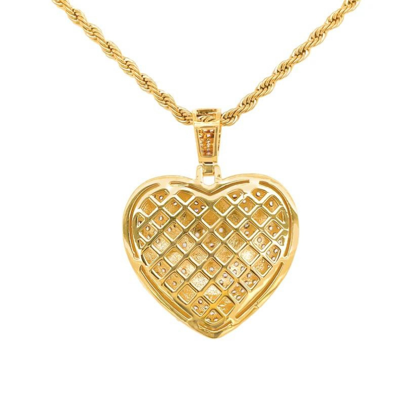 1.40 Ct Round Cut Pave Set Heart Broken Design Lab Diamond Pendant
