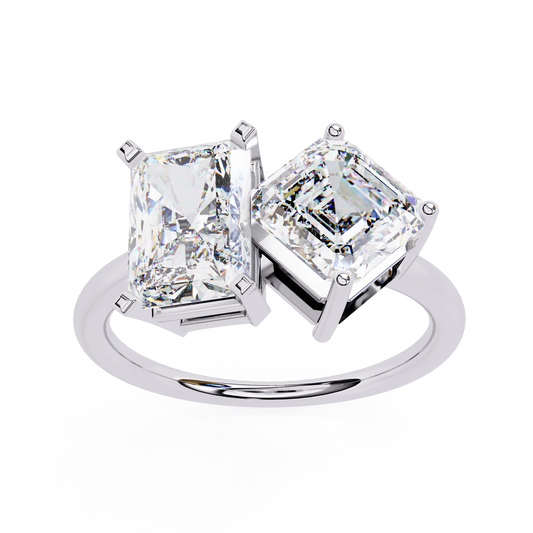 Top View Of 4.25 Ct Lab Created Diamond Rings Toi Et Moi Double Stone Ring