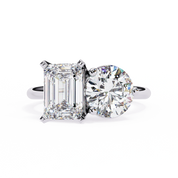 4.25 Ct Lab Created Diamond Rings Toi Et Moi Emerald And Round White Lab Diamond