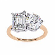 4.25 Ct Lab Created Diamond Rings Toi Et Moi Emerald And Round White Lab Diamond