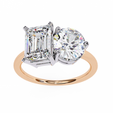 4.25 Ct Lab Created Diamond Rings Toi Et Moi Emerald And Round