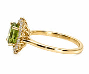 4.70 Carat Green Oval Diamond Halo Ring