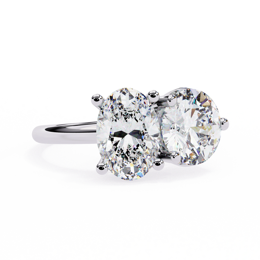 Front View 4.8 Ct Lab Created Diamonds Rings Toi Et Moi Double Stone Rings