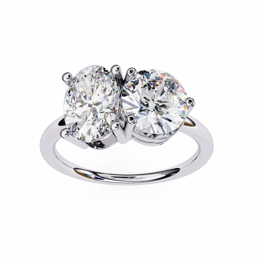 Angled View 4.8 Ct Lab Created Diamonds Rings Toi Et Moi Double Stone Rings