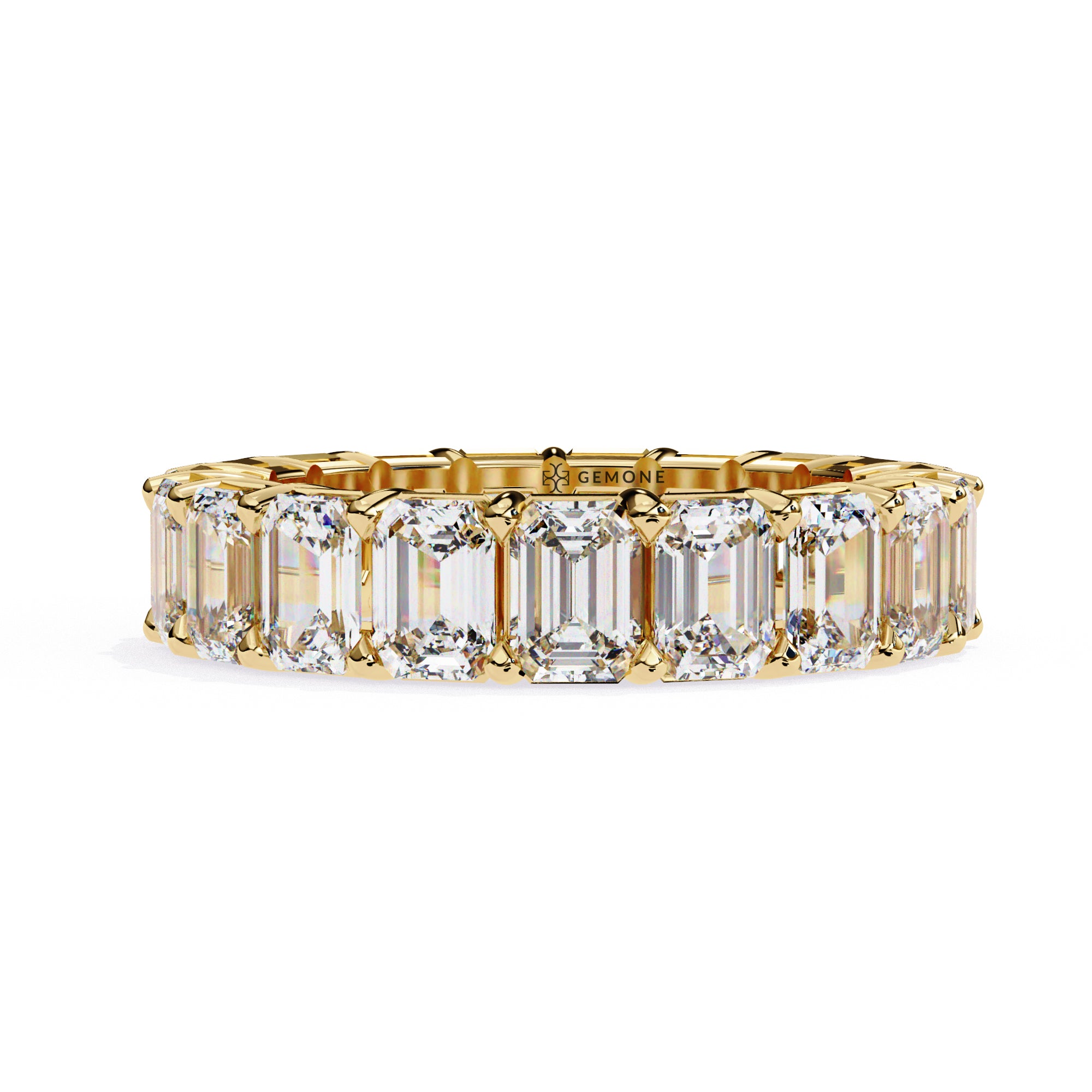 4.90 Carat Emerald Cut Lab Diamond Eternity Wedding Band In White Gold 18K Yellow Gold