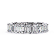 4.90 Carat Emerald Cut Lab Diamond Eternity Wedding Band In White Gold