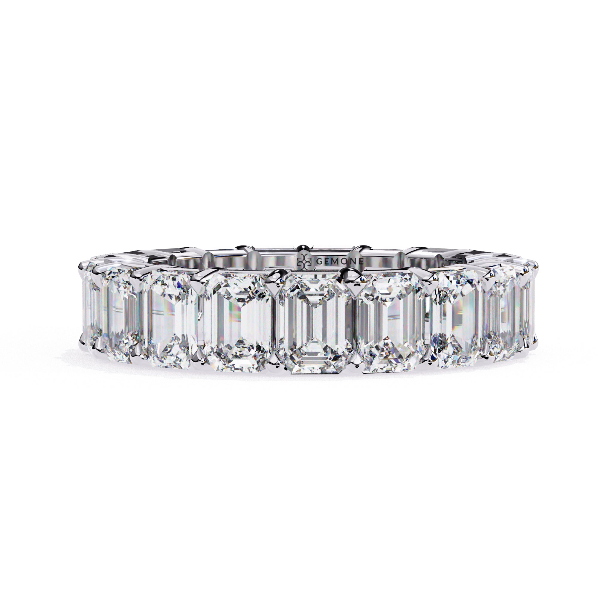 4.90 Carat Emerald Cut Lab Diamond Eternity Wedding Band In White Gold