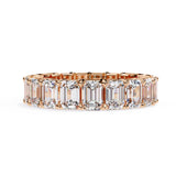 4.90 Carat Emerald Cut Lab Diamond Eternity Wedding Band In White Gold