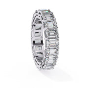 4.90 Carat Emerald Cut Lab Diamond Eternity Wedding Band In White Gold