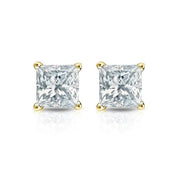 2 Carat Princess Cut 4 Prong Diamond Stud Earrings Lab Diamond
