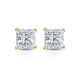 2 Carat Princess Cut 4 Prong Diamond Stud Earrings
