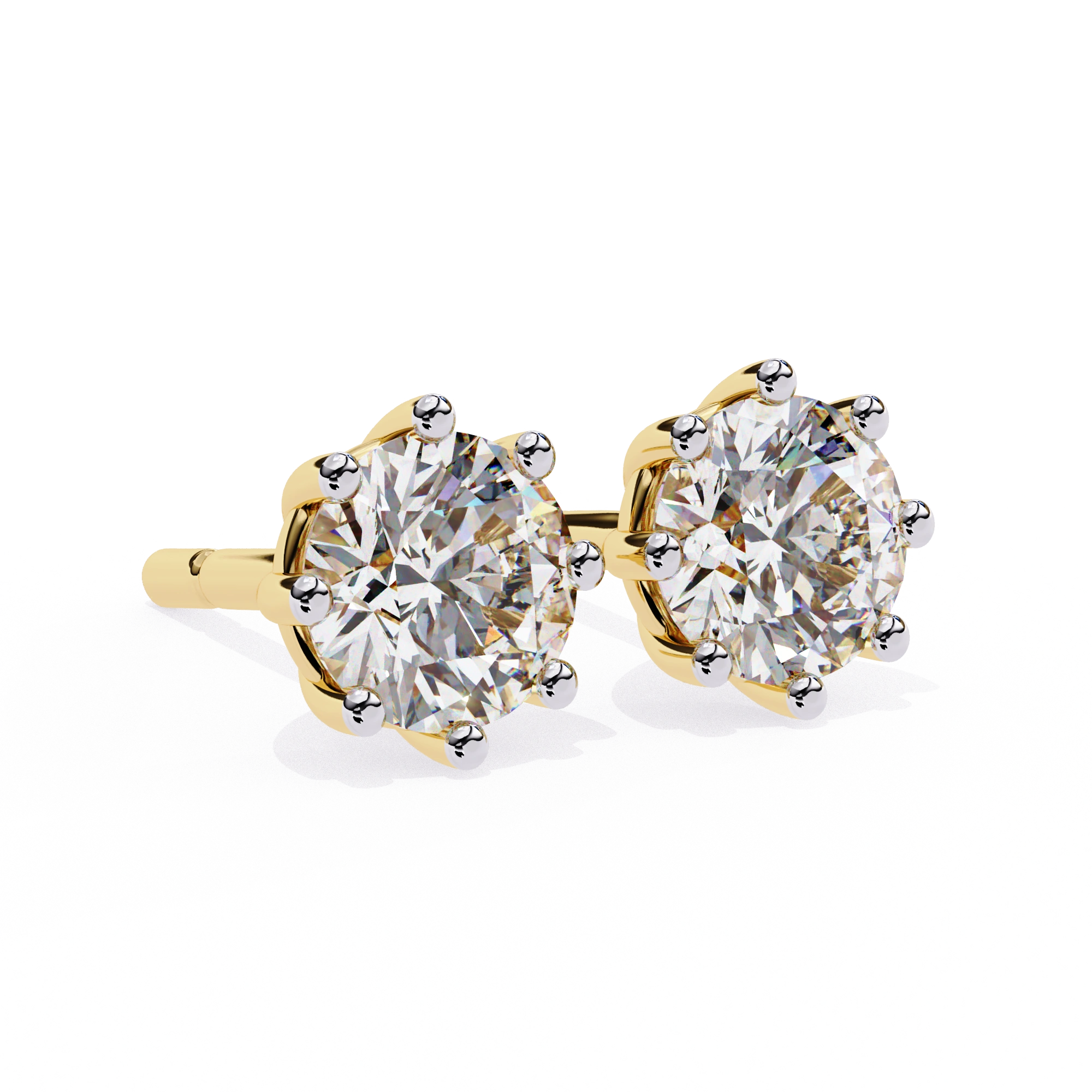 1.30 Ct Prong Set Diamond Stud Earrings for Women 18K Yellow Gold Natural Diamond