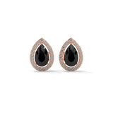 Shop 4 Carat Pear Cut Black Diamond Halo Stud Earrings Screw Back